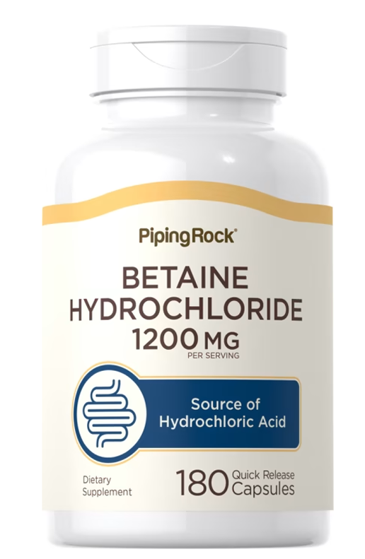 Betaine HCl, 1200 mg 180 Quick Release Capsules